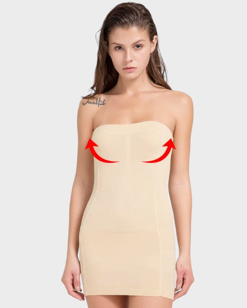 ベージュストラップレススリップ