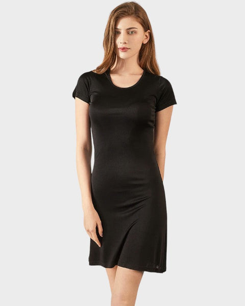 黒半袖スリップ - ブラック / M