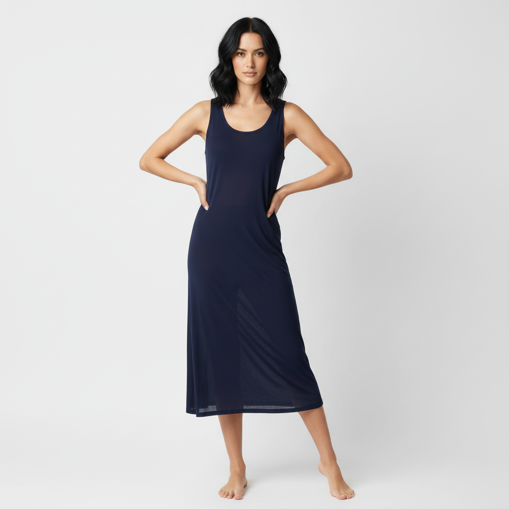 ネイビースリップ サイズ36〜48 - ブルー / M (115cm)