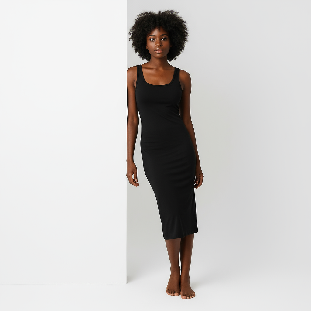 ロングブラックスリップ - ブラック / M (115cm)