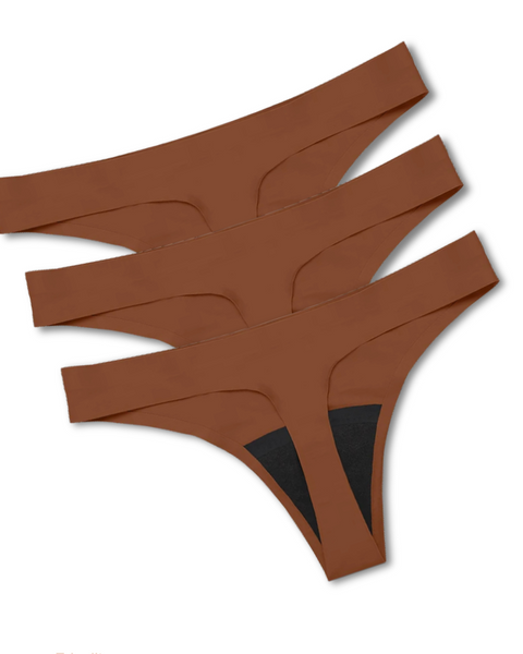 吸収ショーツTバック（3枚セット) 🩸🩸 - ブラウン / S